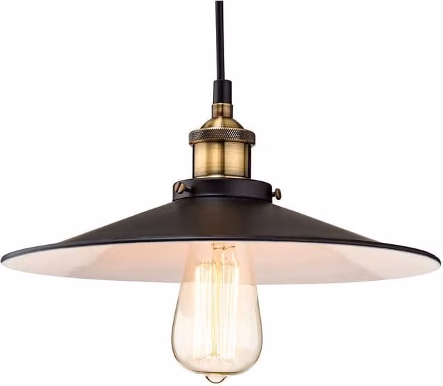 Netlighting Empire Dome Ceiling Pendant Light in Black and Antique Brass with E27 Socket