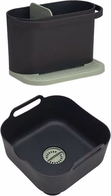 ReBorn Washing Up Bowl and Sink Tidy Bundle in Sage Green and Black – 1