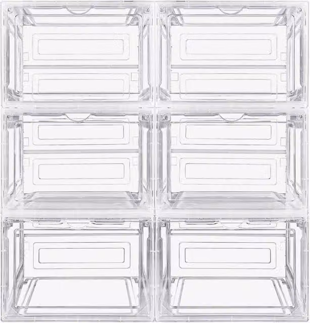 FORGEVIO 6 Piece Clear Plastic Shoe Storage Boxes – 1