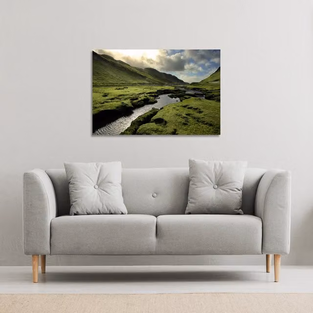 Spring in Scotland Valley Canvas Print by Benjamin Tate Design LTD, Green, W: 127 cm, H: 101 cm