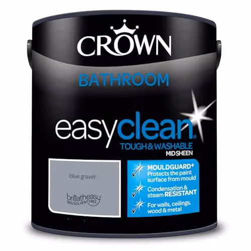 Crown Easyclean Mould Resistant Water Based Bathroom Paint, Blue Grey, 2.5L – 4
