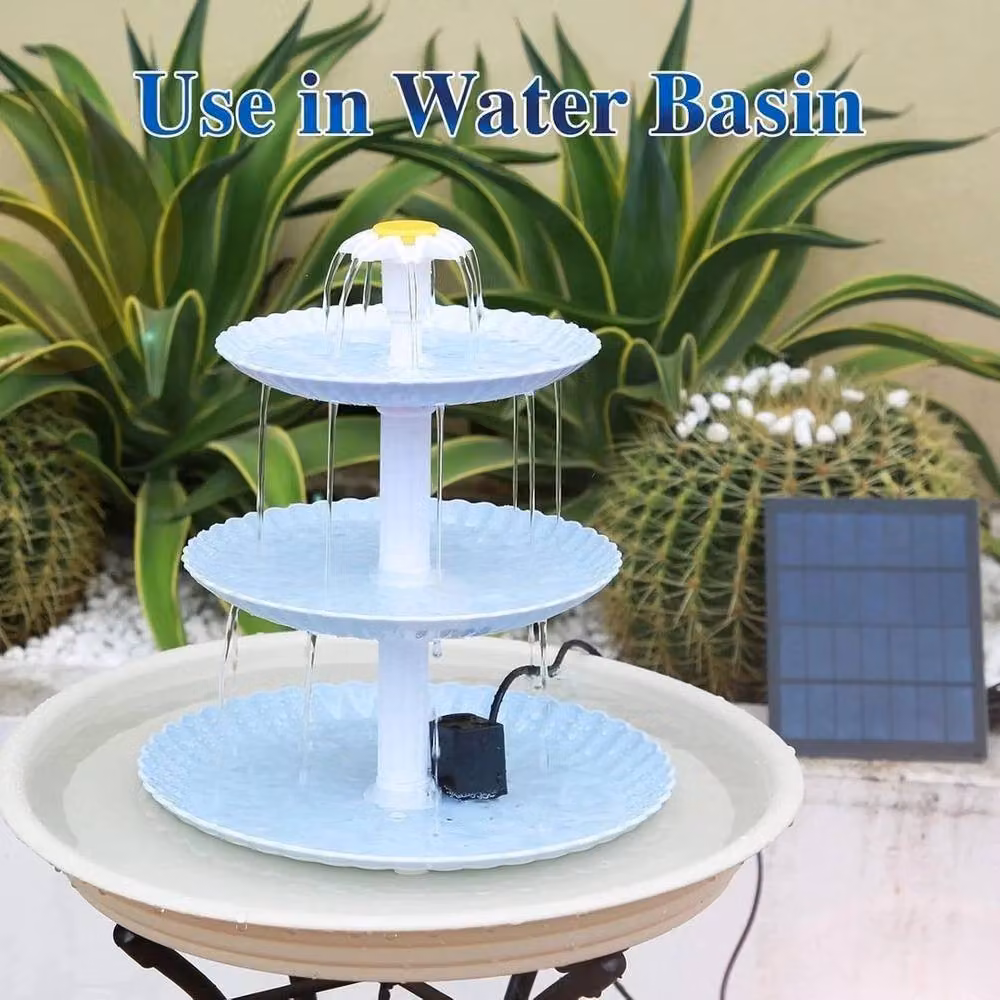 NESTLUNE 3-Tiered Solar Bird Bath Cascade Fountain in Blue – 2