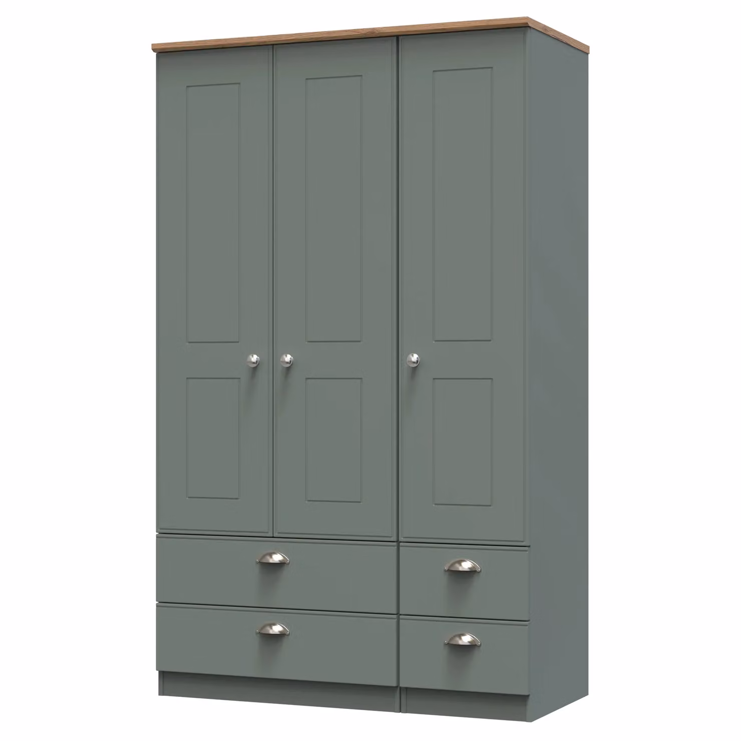 2 U Albert Ready Assembled Triple Wardrobe with Three Drawers in Pale Green – 2