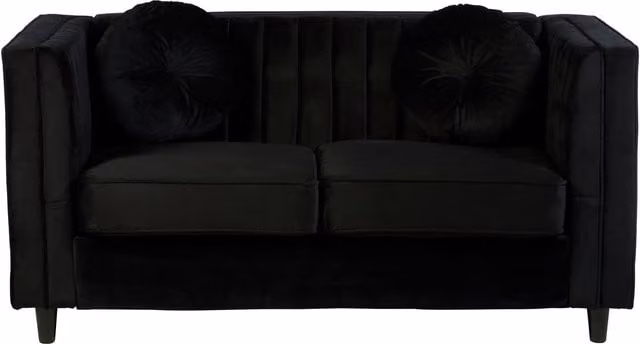 Orsina Farah Two Seat Black Velvet Sofa