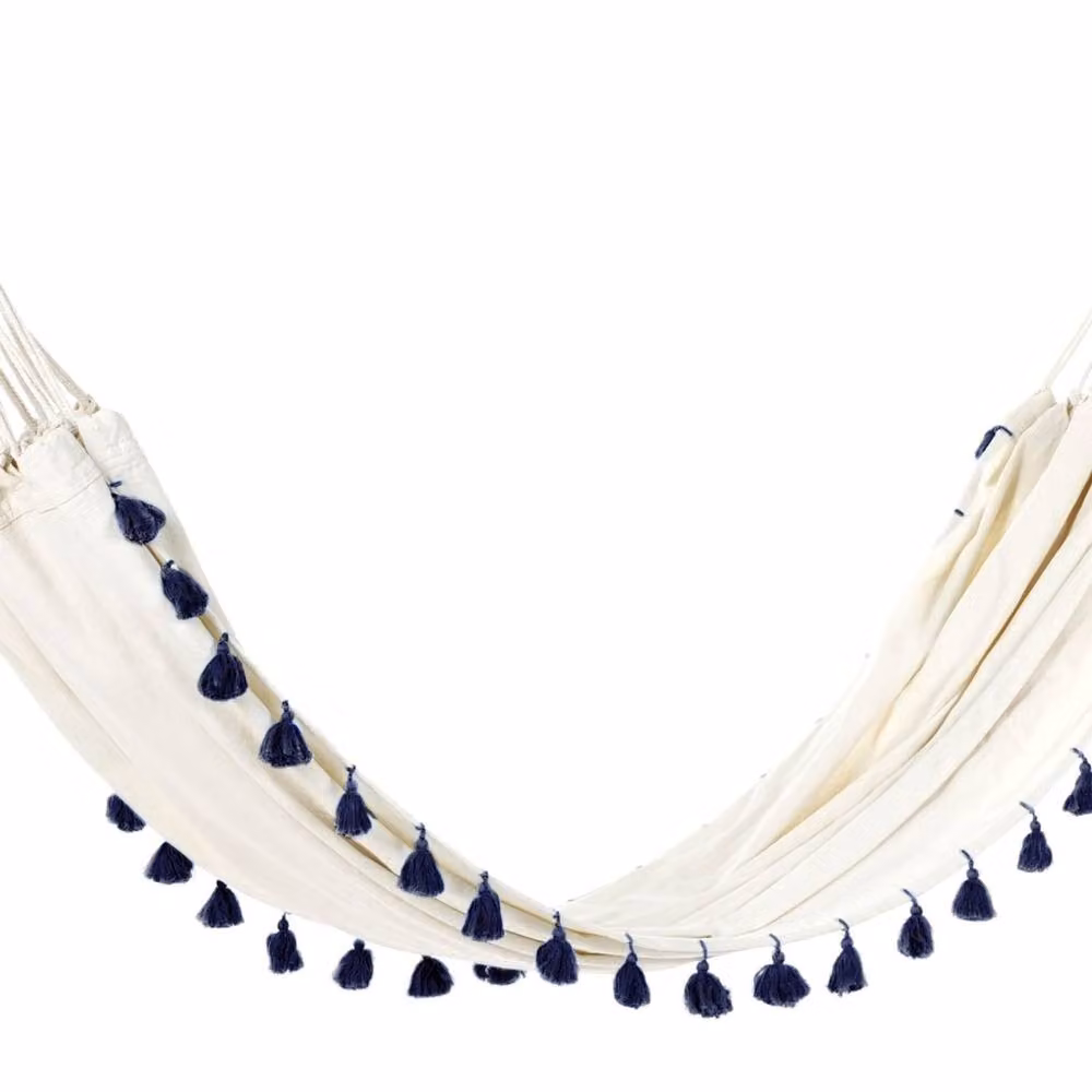 Wyld and Coco Beige Cotton Hammock with Pom-Pom Trim – 2