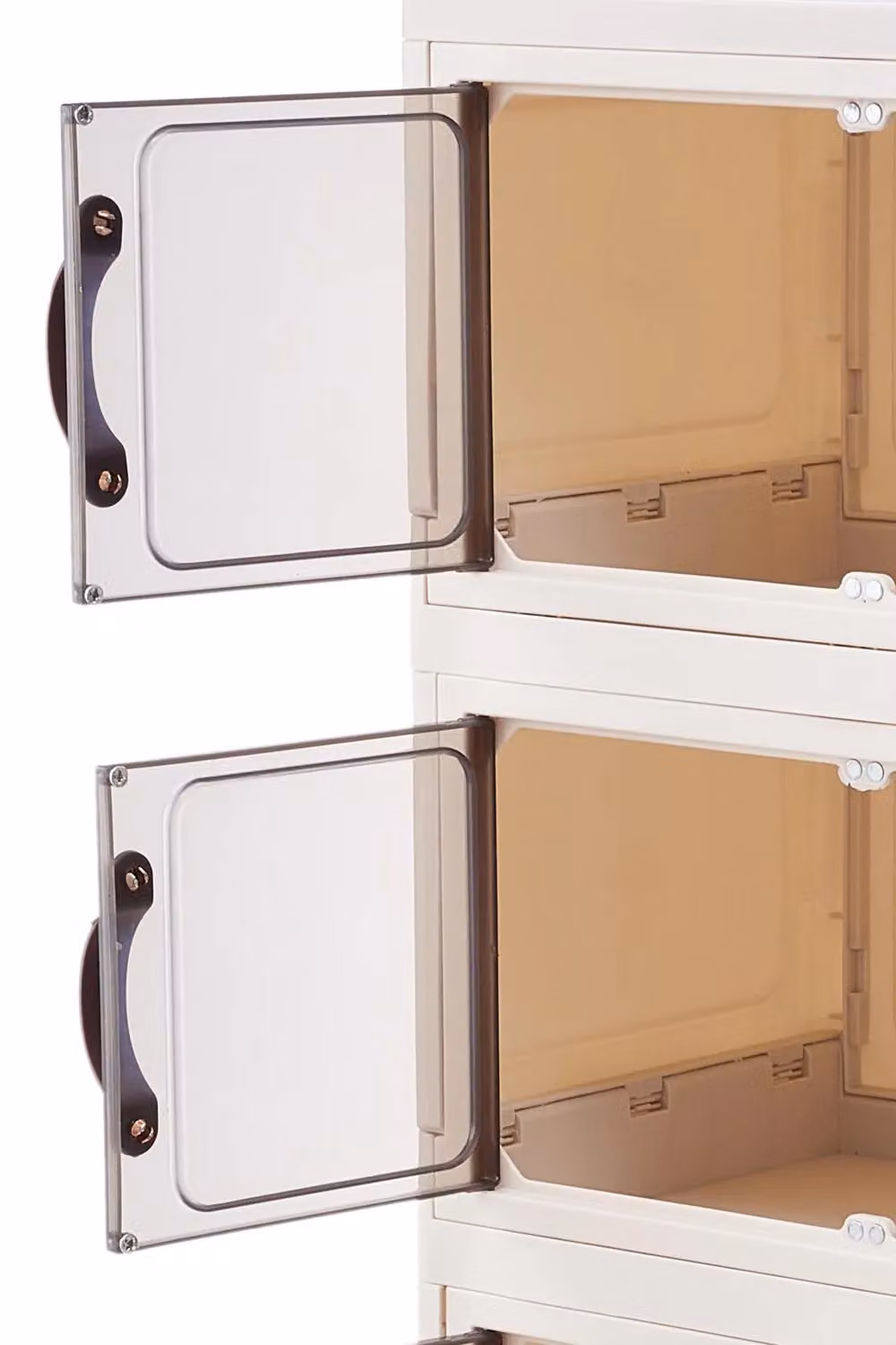 H&O Direct Stackable Double-door Desk Organiser Storage Box in Brown Plastic – 3