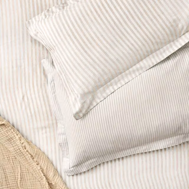 Make It A Home Hebden Melange Striped Cotton Pillowcase Pair in Beige and Yellow