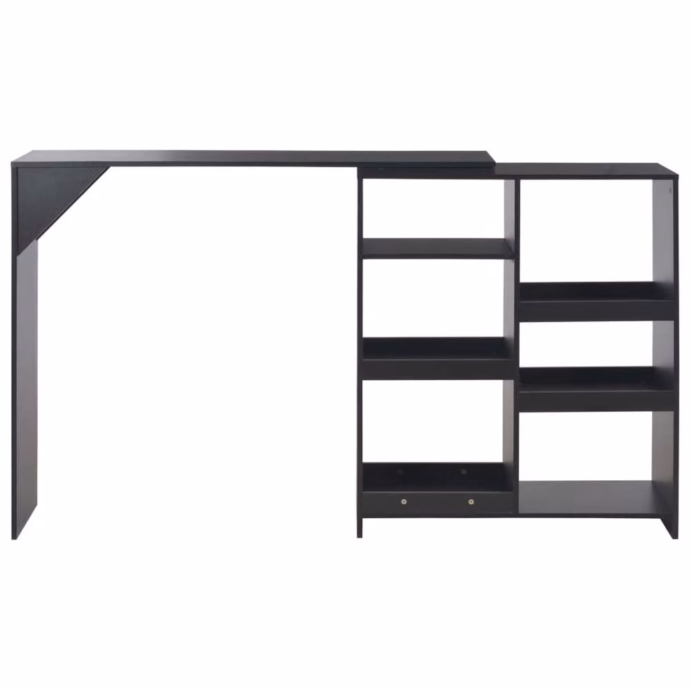 Berkfield Home Bar Table with Moveable Shelf in Black, W: 138 cm, D: 39 cm, H: 110 cm – 3