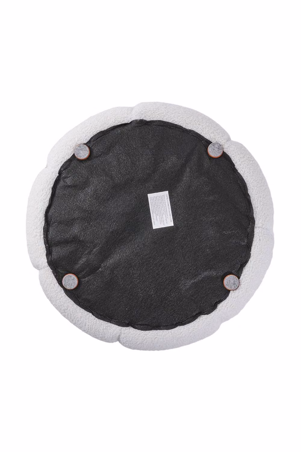 Garden Sanctuary Round White Bouclé Fabric Footstool – 2