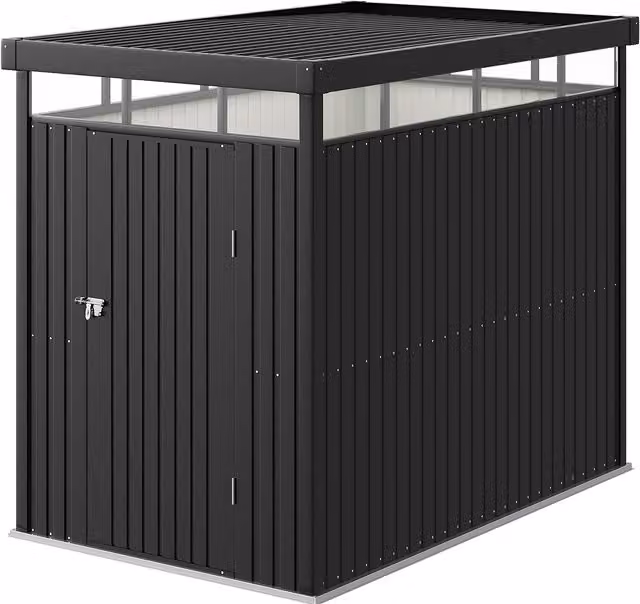 Livingandhome Modern Metal Flat Roof Garden Shed in Anthracite