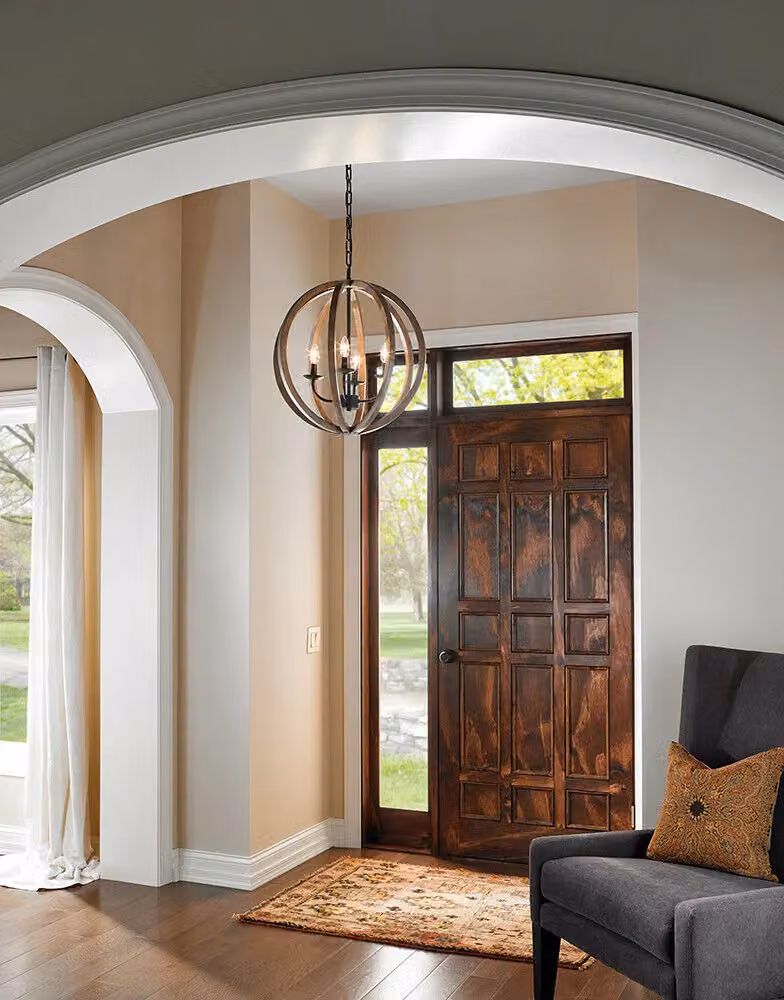 Loops Antique Weather Oak Wood and Forged Iron Suspended Ceiling Light Fitting with E27 LED Bulb – 2