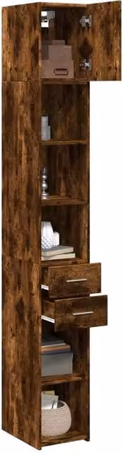 Berkfield Home Slim Storage Cabinet in Smoked Oak Brown, W/D/H: 30 x 42.5 x 225 cm – 1