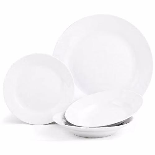 Sabichi 12 Piece White Porcelain Dinner Service Set, Microwave and Dishwasher Safe – 1