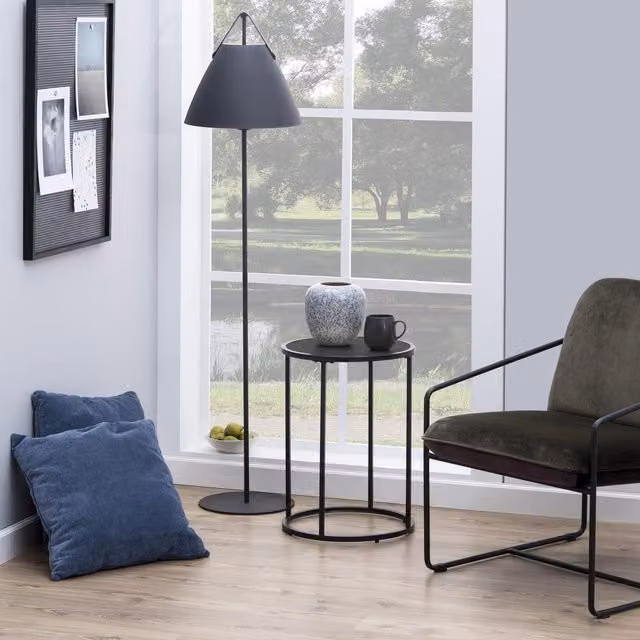 FurnitureboxUK Seaton Round Black Side Table
