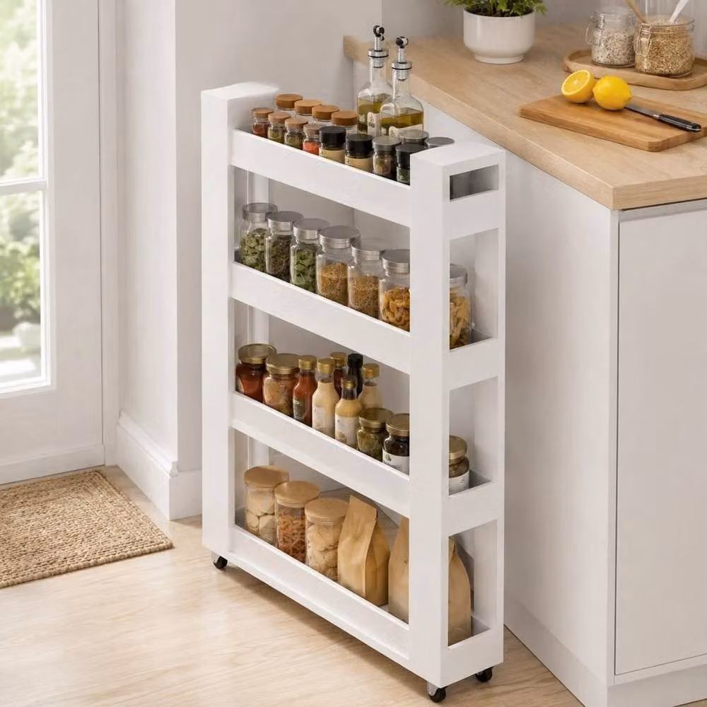 PAWNORA 4 Tier Kitchen Storage Trolley Cart in White – 2