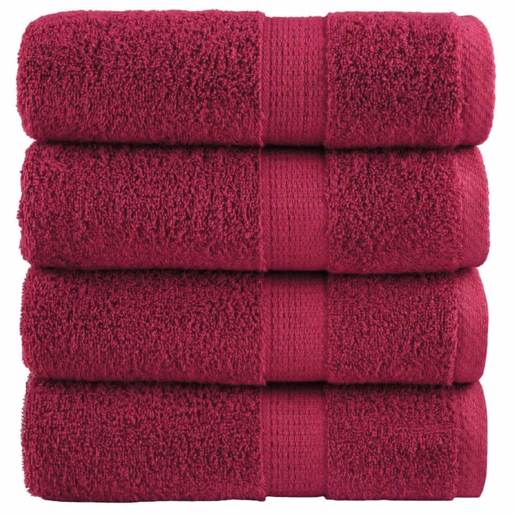 Berkfield Home SOLUND Premium Cotton Soap Towels, 4 Pack, Bordeaux Red, W/D/H: 30 x 30 x 30 cm – 2