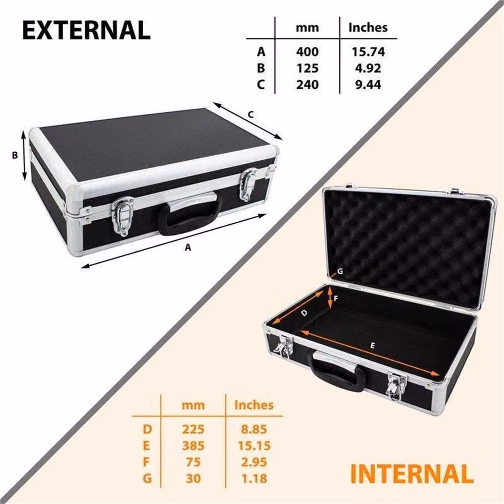 Nordara Black Hard Carry Flight Case Protective Storage Box W: 40.0 cm, D: 24.0 cm, H: 12.5 cm – 2