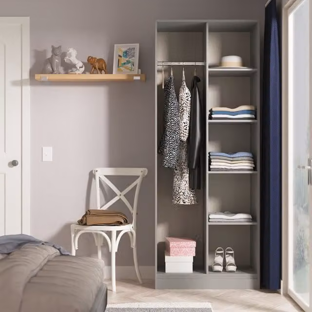 Ready Assembled 2 U Bexley Open Wardrobe in Dark Grey and Gold – 1