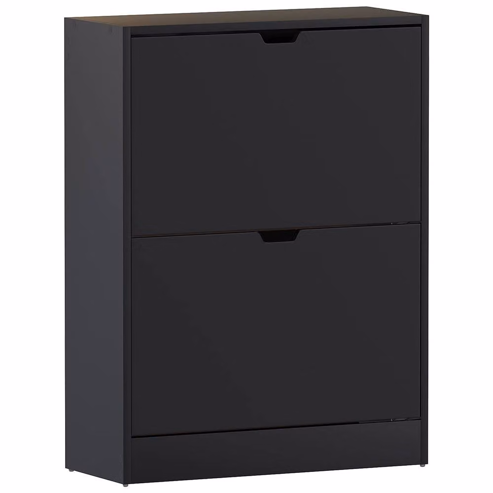 HD Designs Vida Designs Modern Black 2 Drawer Shoe Cabinet with Tilting Compartments – 2