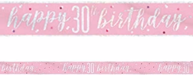 KDMD Pink and Silver Foil Happy 30th Birthday Banner for Adults