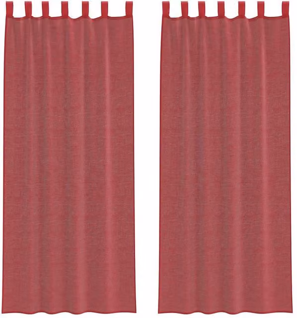 Berkfield Home Red Transparent Voile Fabric Panel Curtains with Rod Pockets, 2 Pack
