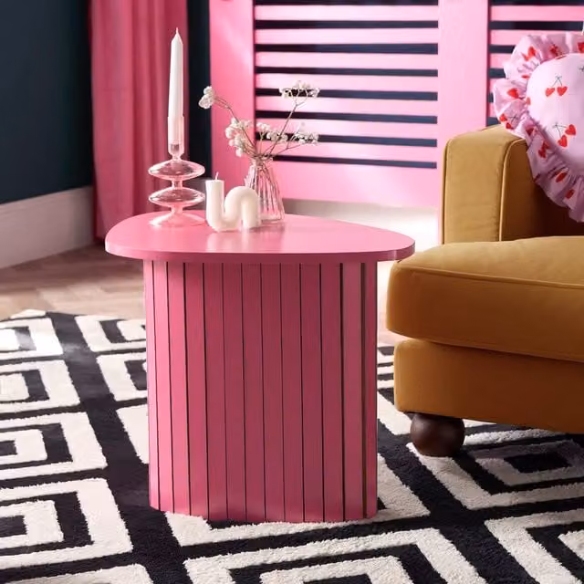 OHS Madison Ribbed Round Side Table in Bright Pink – 1