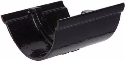 Hargreaves Premier Cast Iron Beaded Half Round Gutter Union, Black, 150mm
