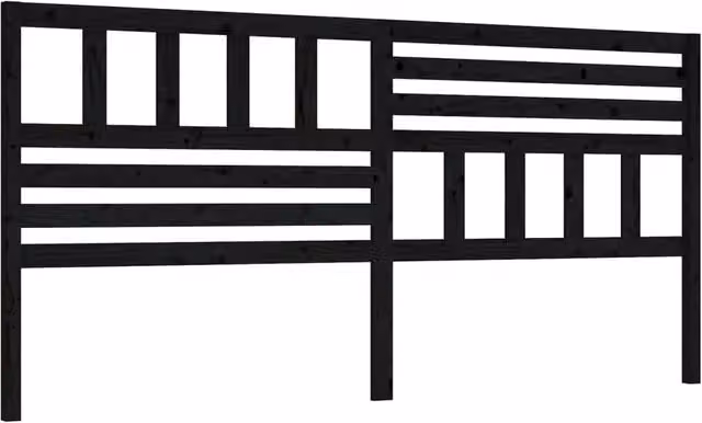 Berkfield Home Black Solid Pine Wood Bed Headboard, W: 186 cm, D: 4 cm, H: 100 cm