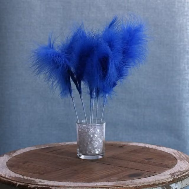 Kingsbury Gifts Pack of 6 Royal Blue Fluff Feathers for Party Decor