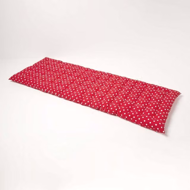 Homescapes Luxury Cotton Polka Dot Garden Bench Cushion in Red, Width: 143 cm