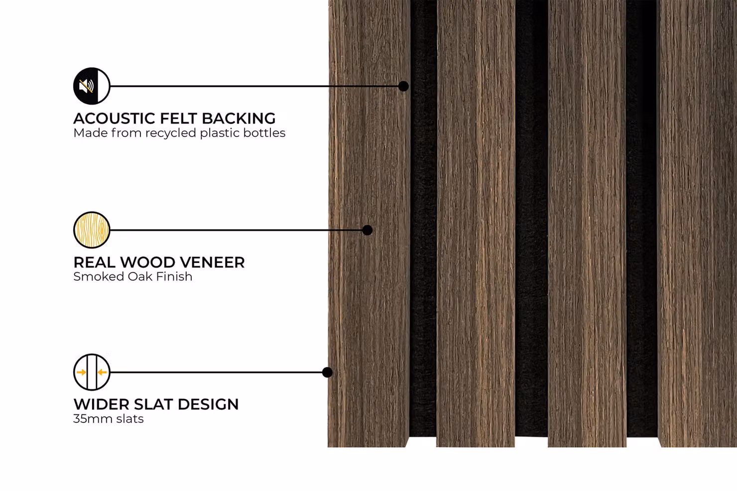Fuse Acoustic Smoked Oak Wooden Wall Panel, Brown, W: 60 cm, H: 120 cm – 2
