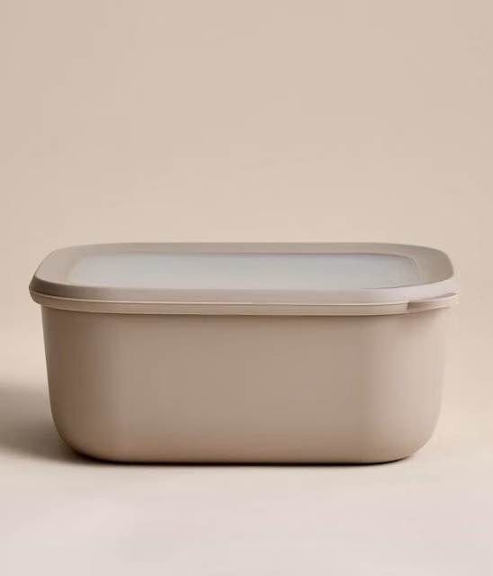 M&S Large Plastic Storage Container with Snap Lid in Beige and Transparent