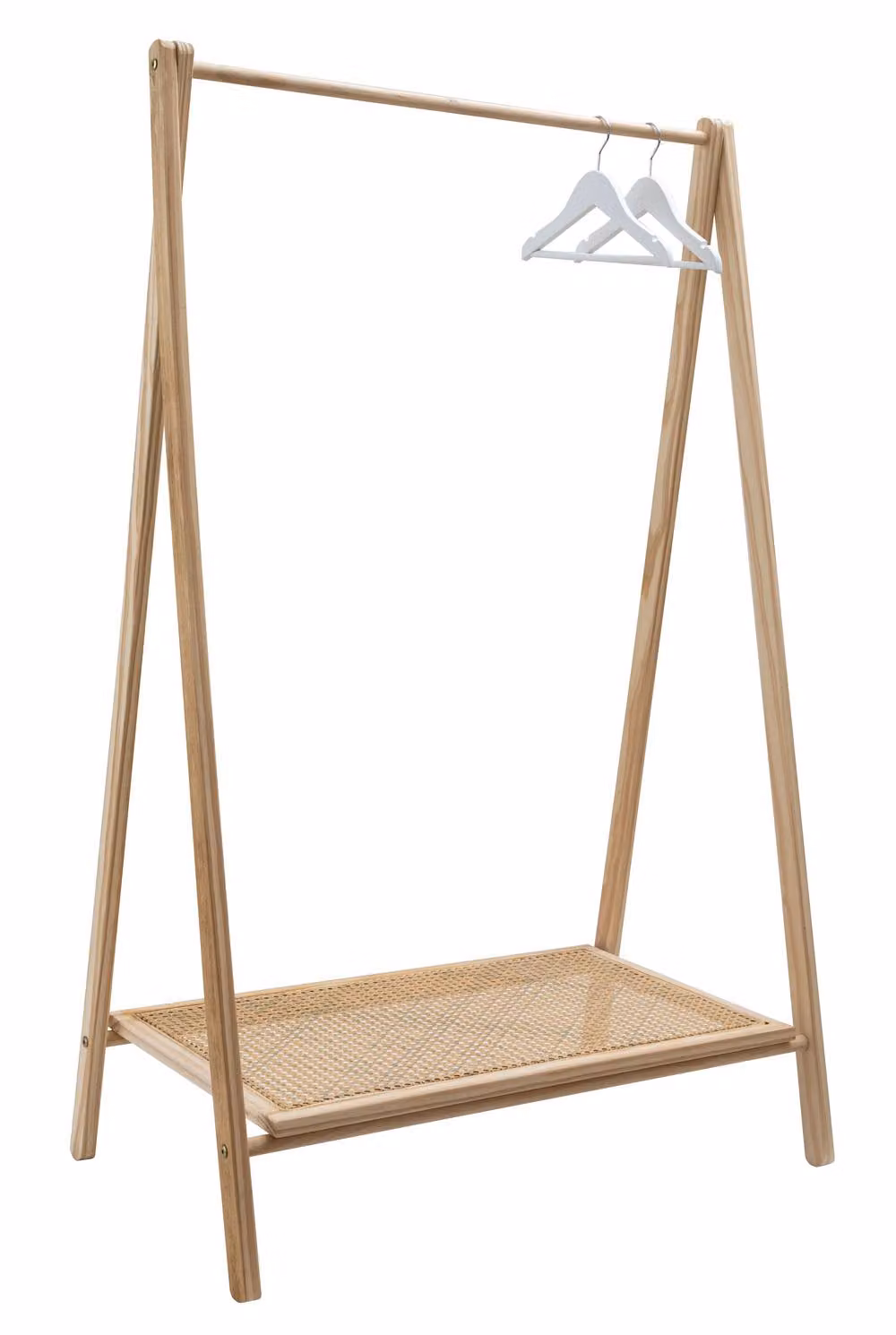Nöa and Nani Nelly Clothes Rail and Shoe Rack in Natural Brown Rattan and Pine Wood – 2