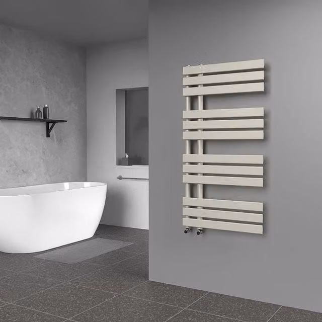 Lux Heat Open Flat Coloured Towel Radiator in Dune Grey, W/H: 60.0 x 118.0 cm