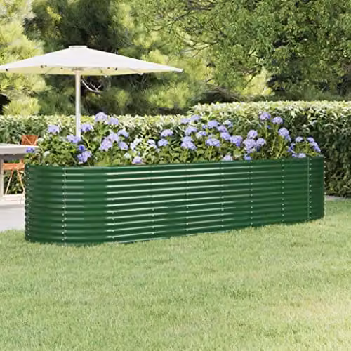 vidaXL Green Galvanised Steel Garden Raised Bed W: 322 cm, D: 100 cm, H: 68 cm – 2