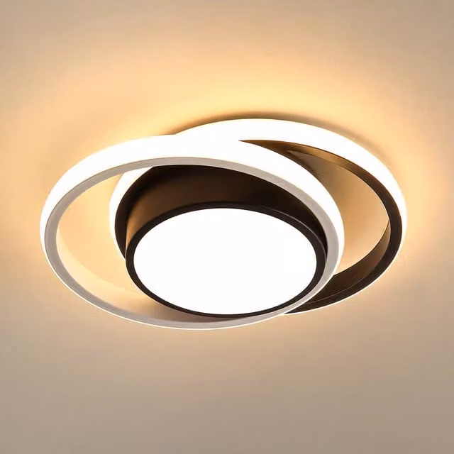 Pheashine Black and White Dual-Ring LED Ceiling Light, 36W, 3000K Warm White, Diameter: 27 cm – 1