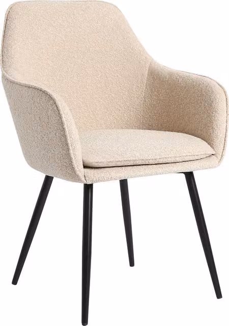 Genesis Muse Boucle Fabric Accent Tub Chair in Beige with Metal Frame