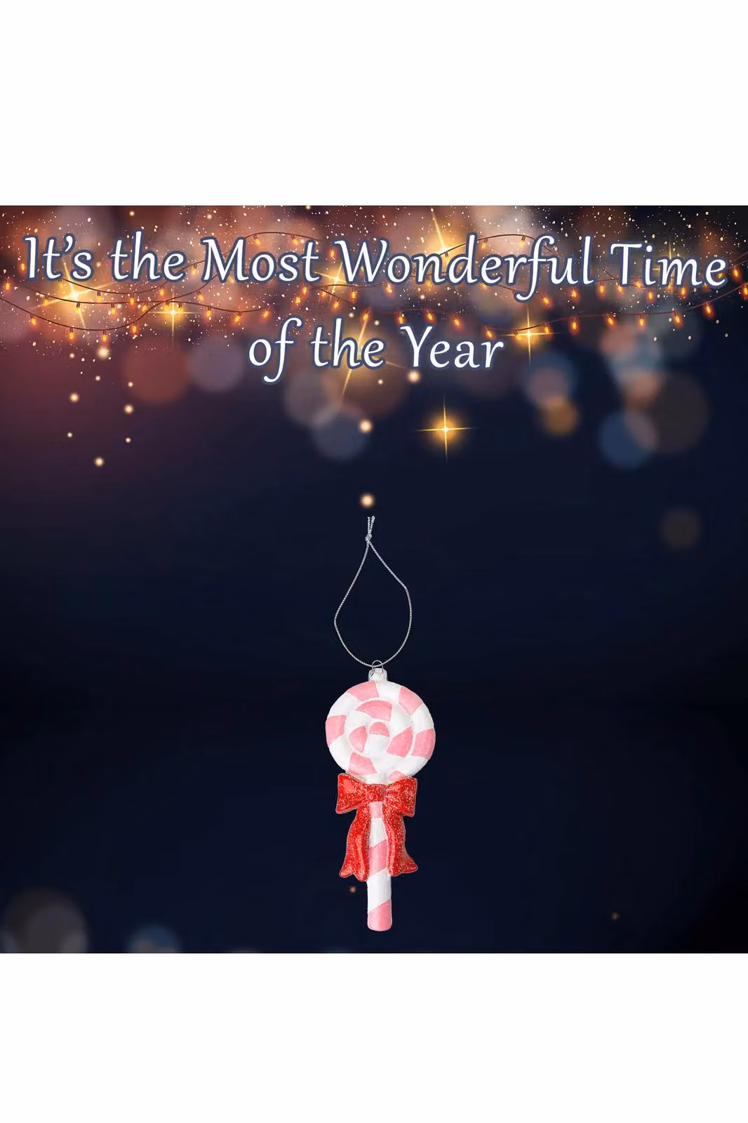 VFM e-Store Pink Striped Glass Lollipop Christmas Tree Ornament, H 18.6 x W 7.6 x D 2 cm – 2