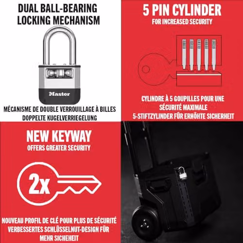 Master Lock Elite Laminated Padlock with 25mm Shackle in Silver – 3