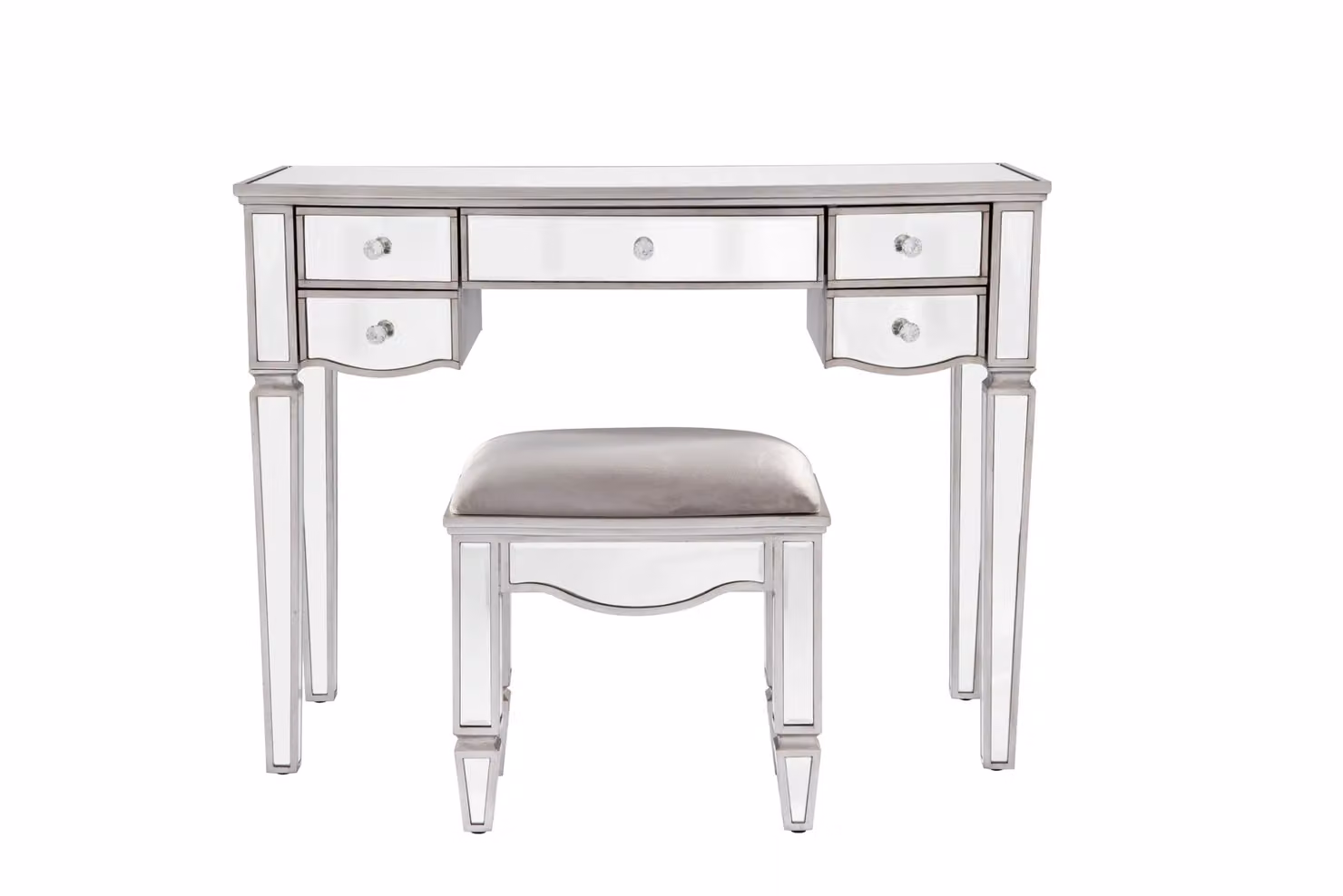 Birlea Elysee 5 Drawer Mirrored Dressing Table in Silver – 2