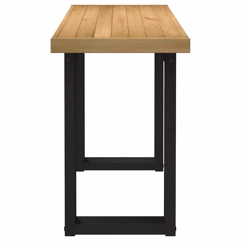 Berkfield Home NOAIN Writing Desk in Brown Solid Pine Wood with U-Shaped Legs, W/D/H: 120 x 50 x 75 cm – 4