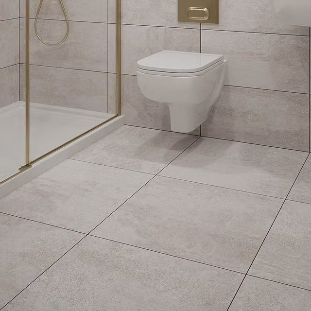 Johnson Tiles Ashlar Grip Grey Concrete Look Matt Porcelain Stoneware Floor and Wall Tile Sample