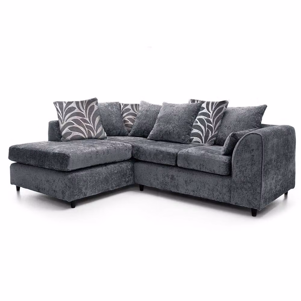 Furnishings For Less UK Zina Grey Chenille Fabric L-Shaped Corner Sofa, Left Hand Facing, 3-4 Seater – 2