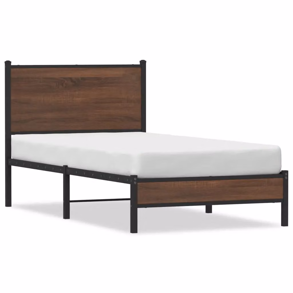 Berkfield Home Metal Bed Frame in Brown Oak, W: 80 cm, L: 200 cm – 2