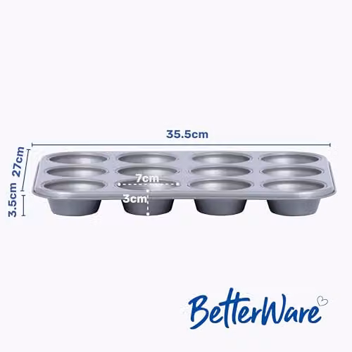 Betterware Essentials Non-Stick 12 Cup Muffin Tray in Silver – 3