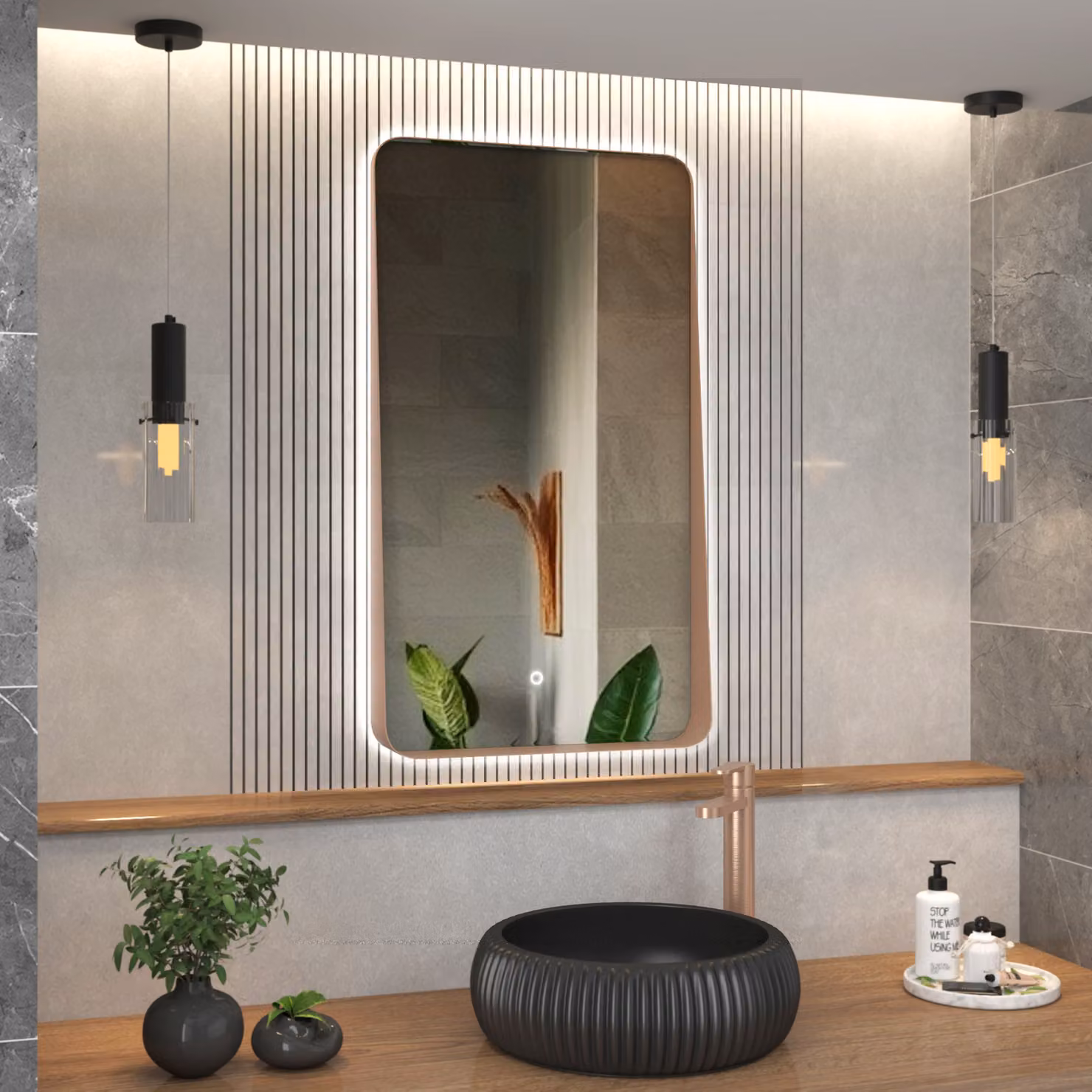 Royal Bathrooms Verona Backlit LED Illuminated Framed Mirror with Demister Pad and Touch Sensor, W: 90 cm, H: 50 cm, Black or Multicolour