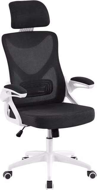 Kelvenix High Back Mesh Gaming and Office Chair in Black and White with Headrest and Armrests