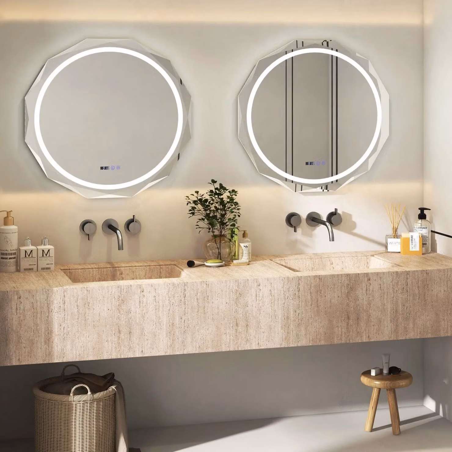 Costway Silver Shatterproof LED Lighted Bathroom Mirror with Defog Function, W: 76 cm – 2