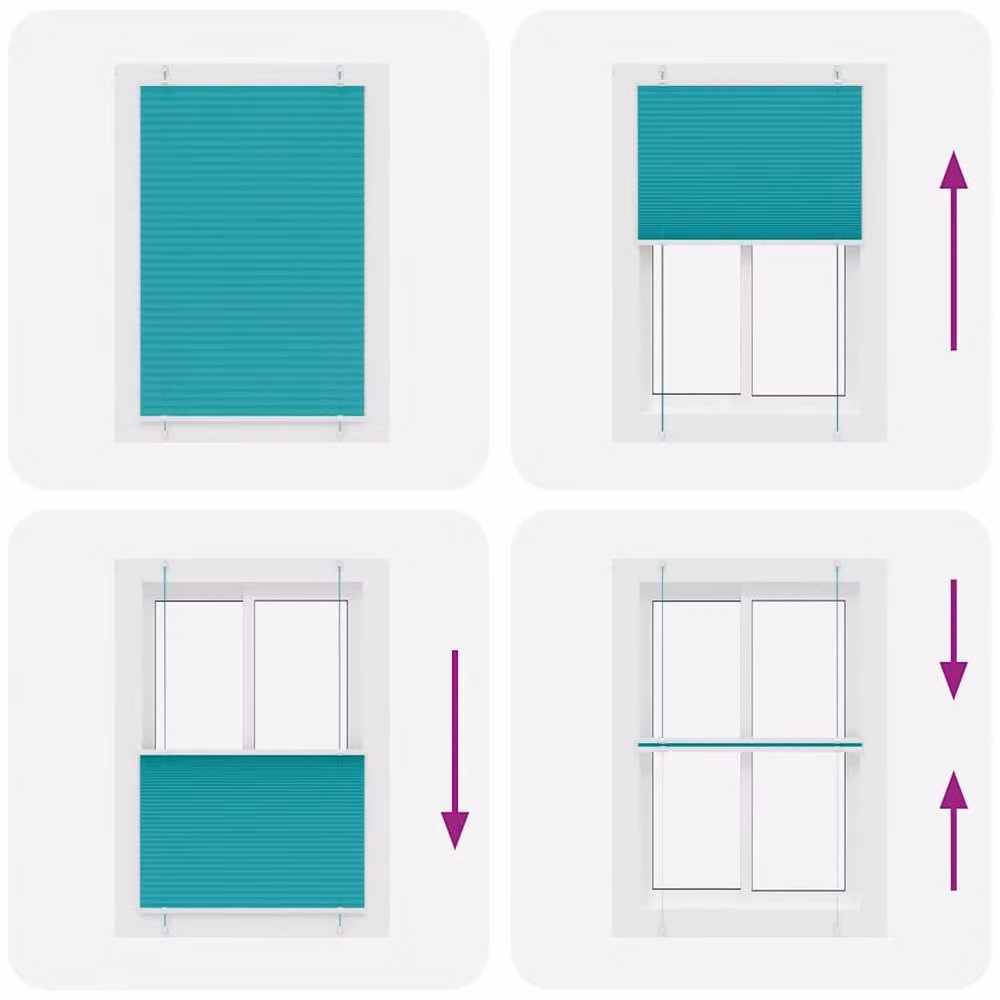 Berkfield Home Single Pleated Fabric Blind in Petrol Green and Turquoise, W: 95 cm, H: 150 cm – 2