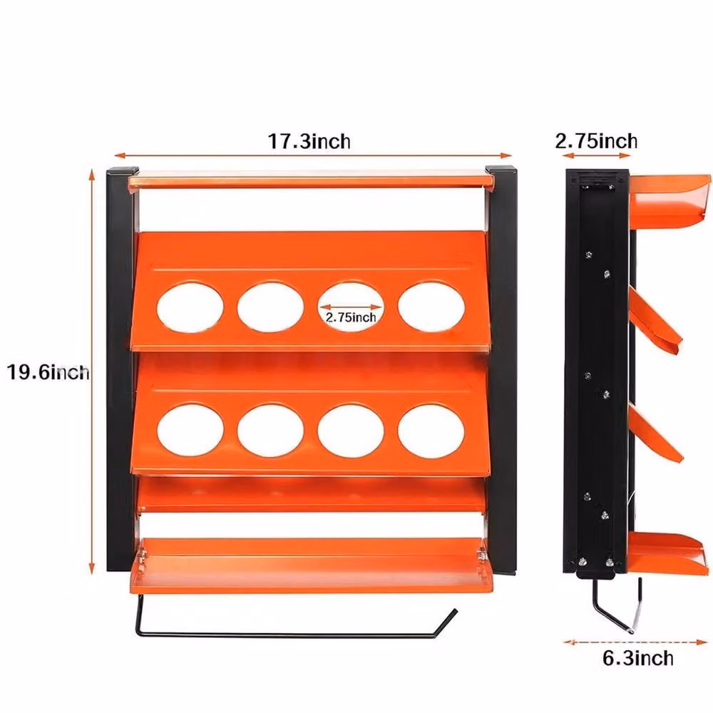 NESTLUNE Wall Mount Spray Can Organiser and Tool Storage Rack with Shelf, Orange, W: 52 cm, H: 1000 cm – 2
